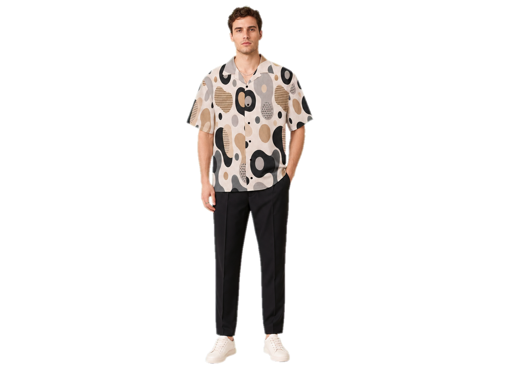 Rich and Rich Men's Beige Dimensions Designer Shirt