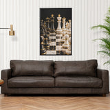 Rich and Rich Luxury Black, Gold, and White Chess Framed Art  24×36inch