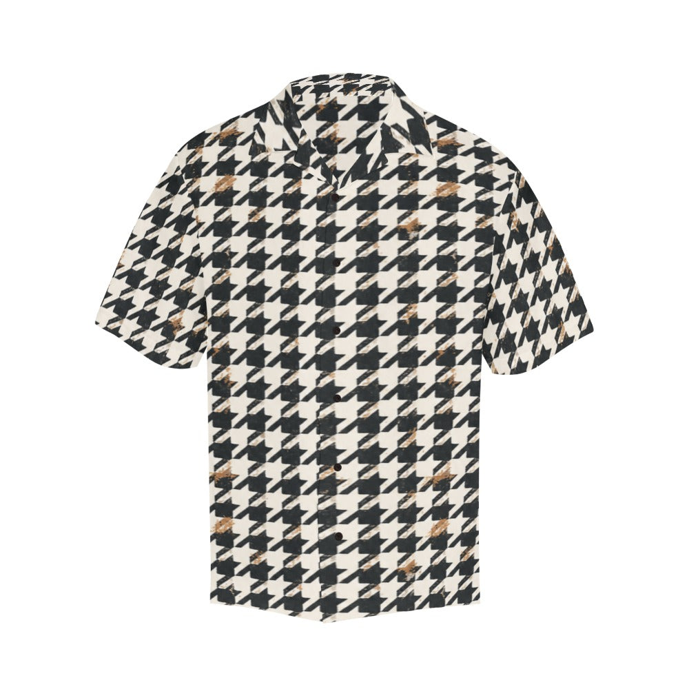 Rich and Rich Men's Brown Multicolor Houndstooth Designer Shirt