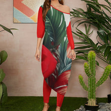 Load image into Gallery viewer, Diagonal shoulder two piece set Women&#39;s Off Shoulder Two-piece Set
