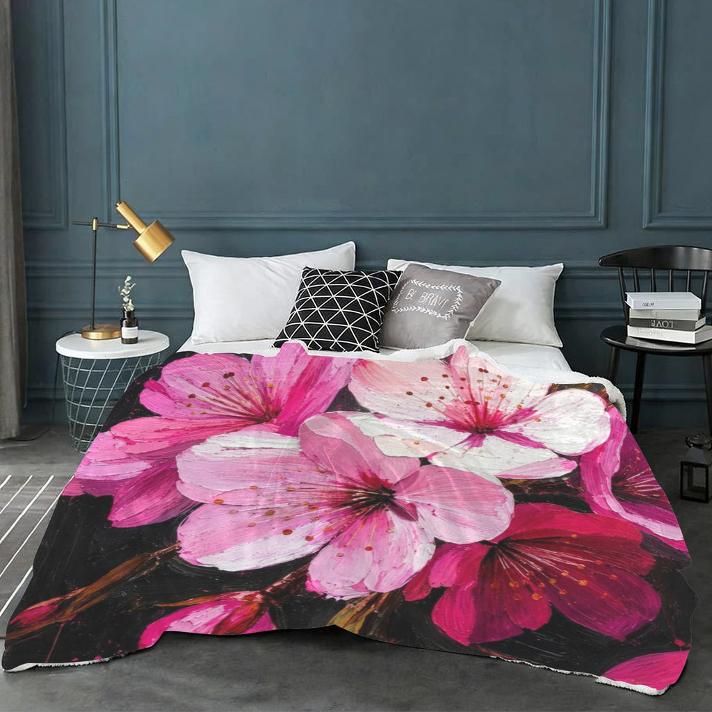 Rich and Rich Japanese Cherry Blossom Sherpa Fleece Blanket 90 x 108 - Rich and Rich Homeopportunities