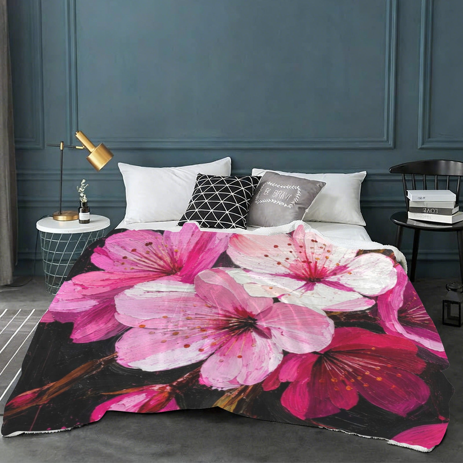 Rich and Rich Japanese Cherry Blossom Sherpa Fleece Blanket 90 x 108 - Rich and Rich Homeopportunities