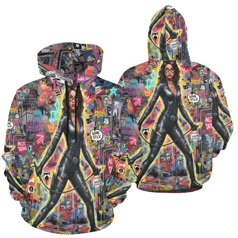 Rich and Rich Women’s Multicolor Caricature Hoodie showcasing vibrant artistic print