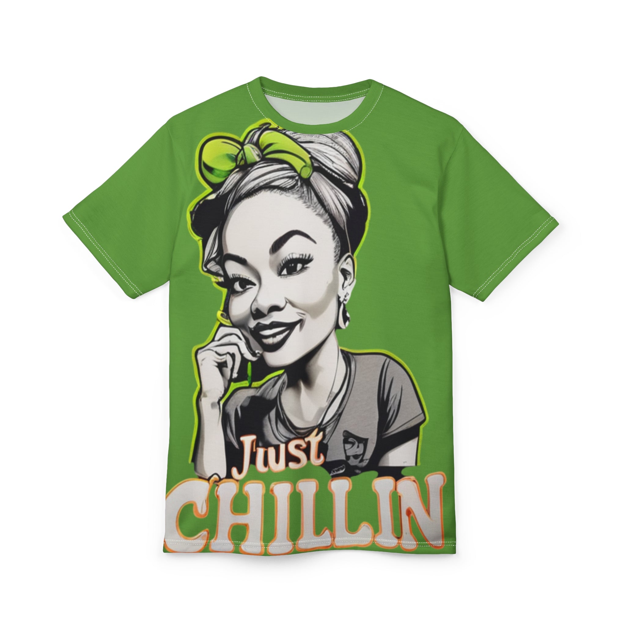 Just Chillin' Unisex Cut & Sew Tee with vibrant all-over graphic print