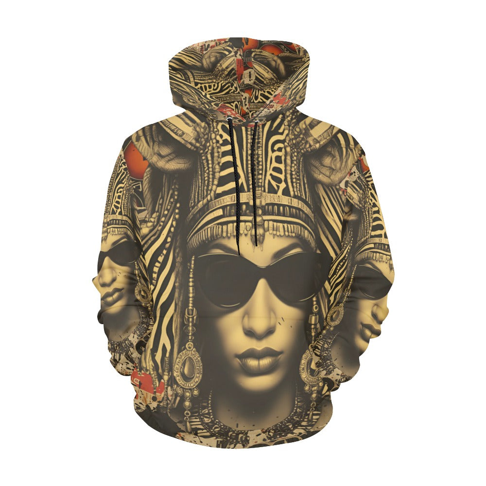 Rich and Rich Retro-Inspired Mixed Media Women's Brown Caricature Hoodie