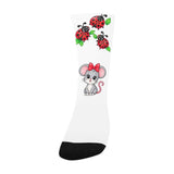 Critter Kicks Girls Mouse and Lady Bug White Socks Custom Socks for Kids