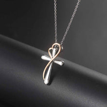 Load image into Gallery viewer, Heart-shaped Cross Necklace - Simple Color Separation Electroplating Design
