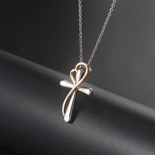 Load image into Gallery viewer, Heart-shaped Cross Necklace - Simple Color Separation Electroplating Design
