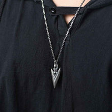 Load image into Gallery viewer, Mens Silver Weapon Necklace with Stone in Weapon Shape
