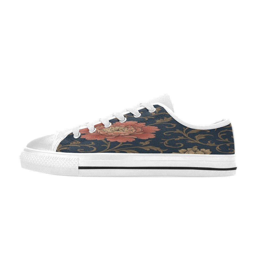 Red rose patterned women's classic canvas sneaker with lace-up closure and rubber outsole — alternate view
