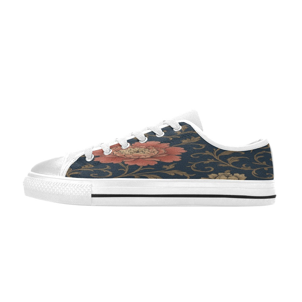 Rich and Rich Blue Floral Women's Classic Canvas Sneaker with vibrant floral design