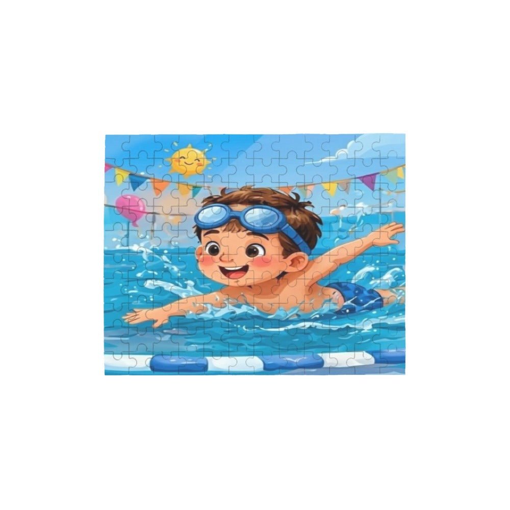 Rich and Rich Kids Swimming Fun Wooden Jigsaw Puzzle 120-Piece Wall Art - Rich and Rich Homeopportunities