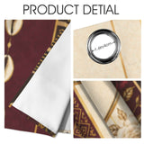 Pair of 52x63 blackout grommet curtains with Harmony Heritage burgundy and gold design — side view