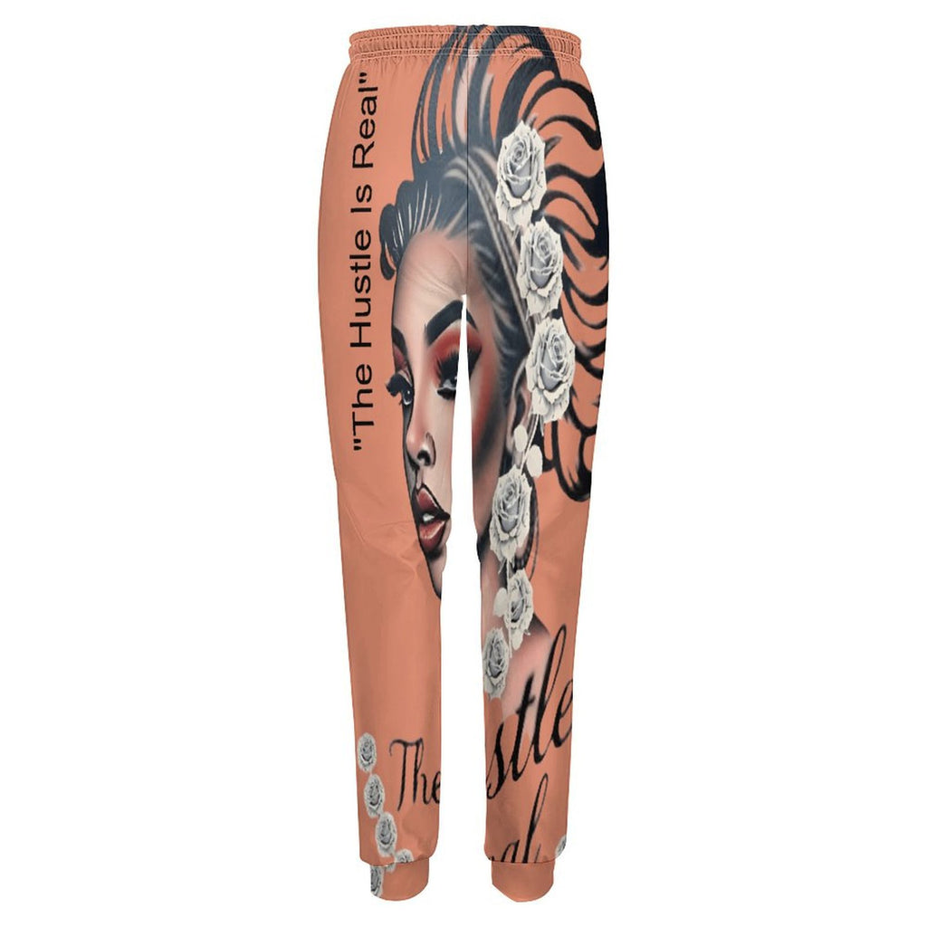 Rich and Rich The Hustle Is Real White Roses Women's Sweatpants with elastic waistband and pockets