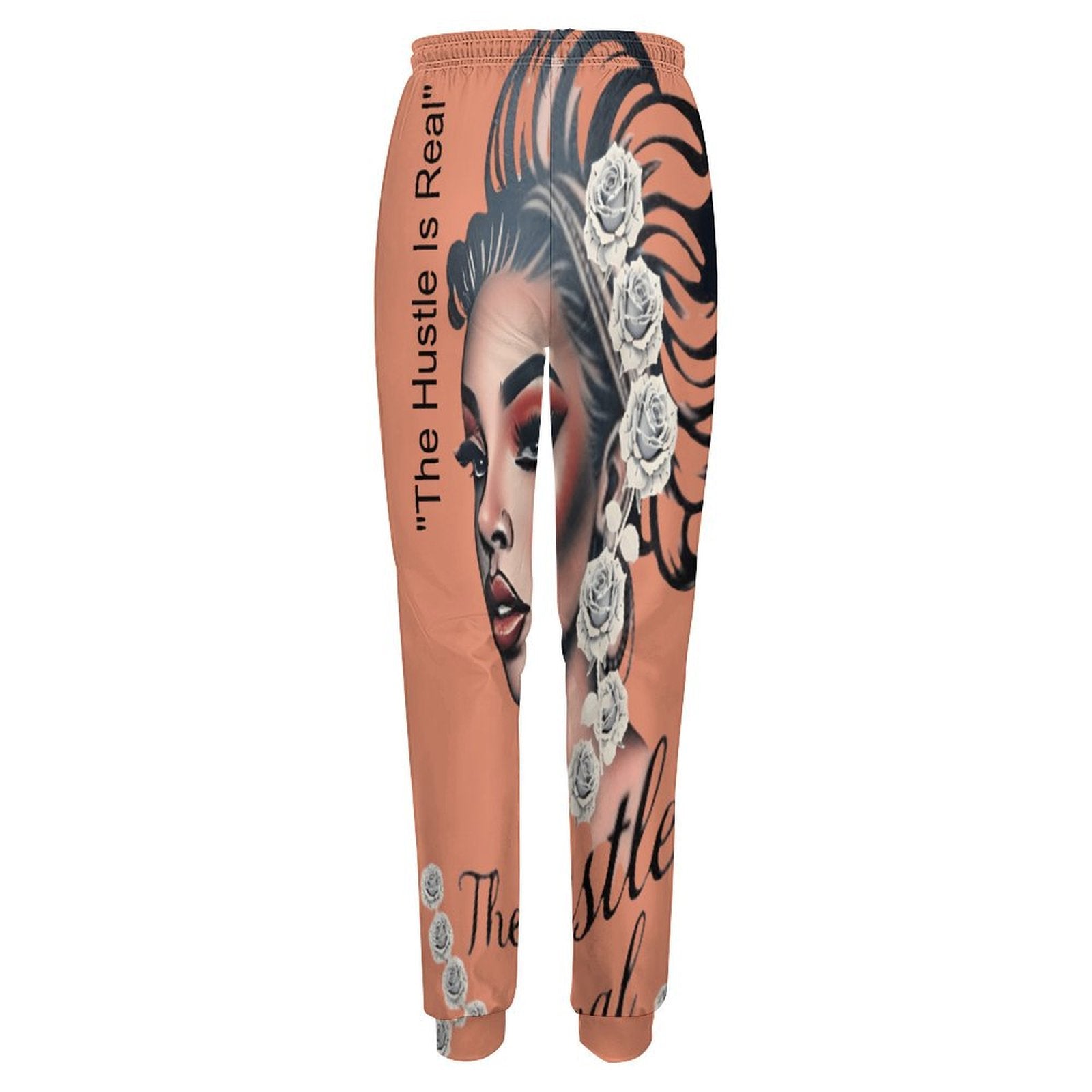 Rich and Rich The Hustle Is Real White Roses Women's Sweatpants with elastic waistband and pockets
