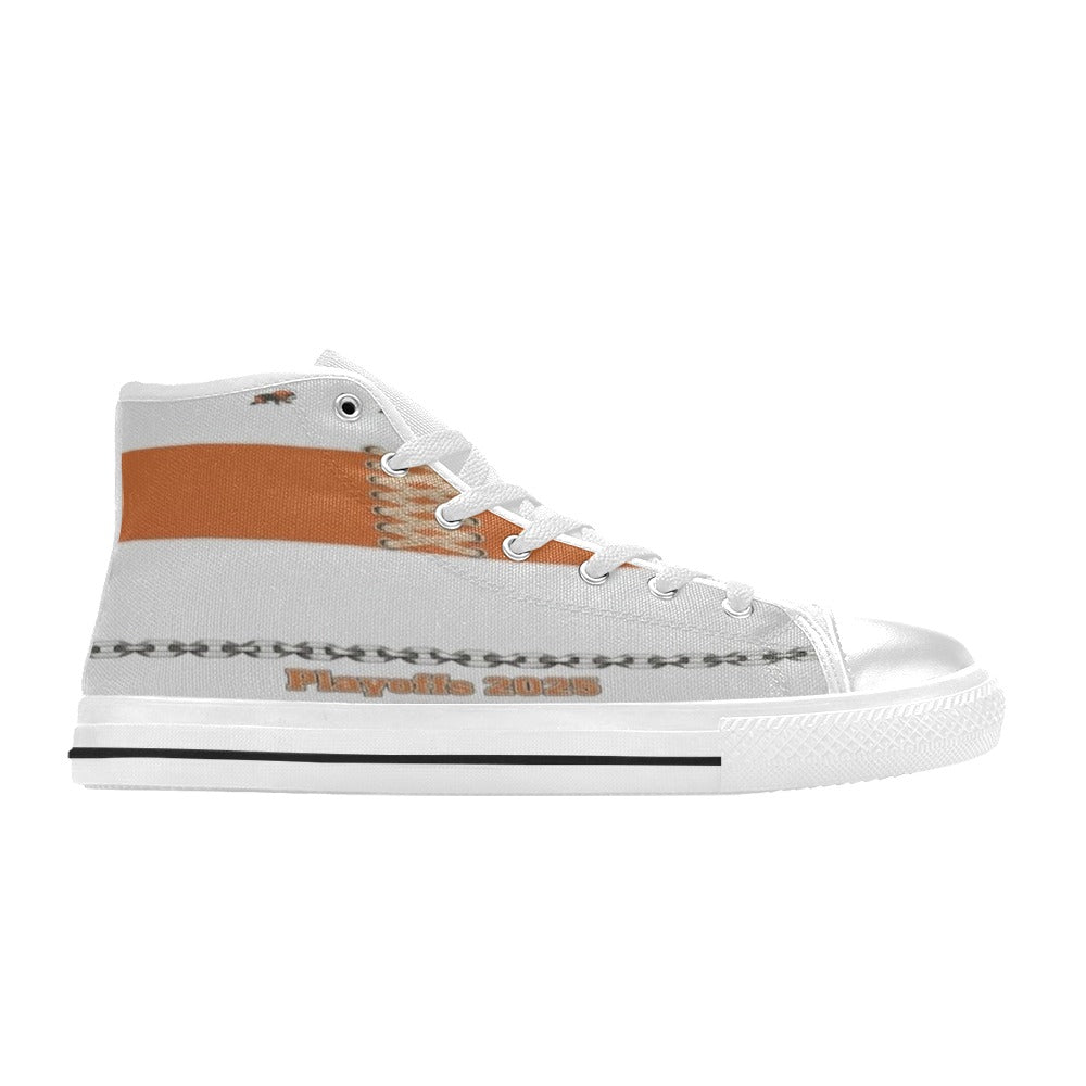 Rich and Rich Women's Orange High Top Canvas Sneaker on white background