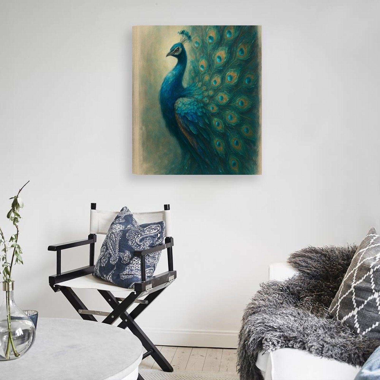 The Riveting 20x24 inch vertical hand-framed canvas painting with vibrant colors