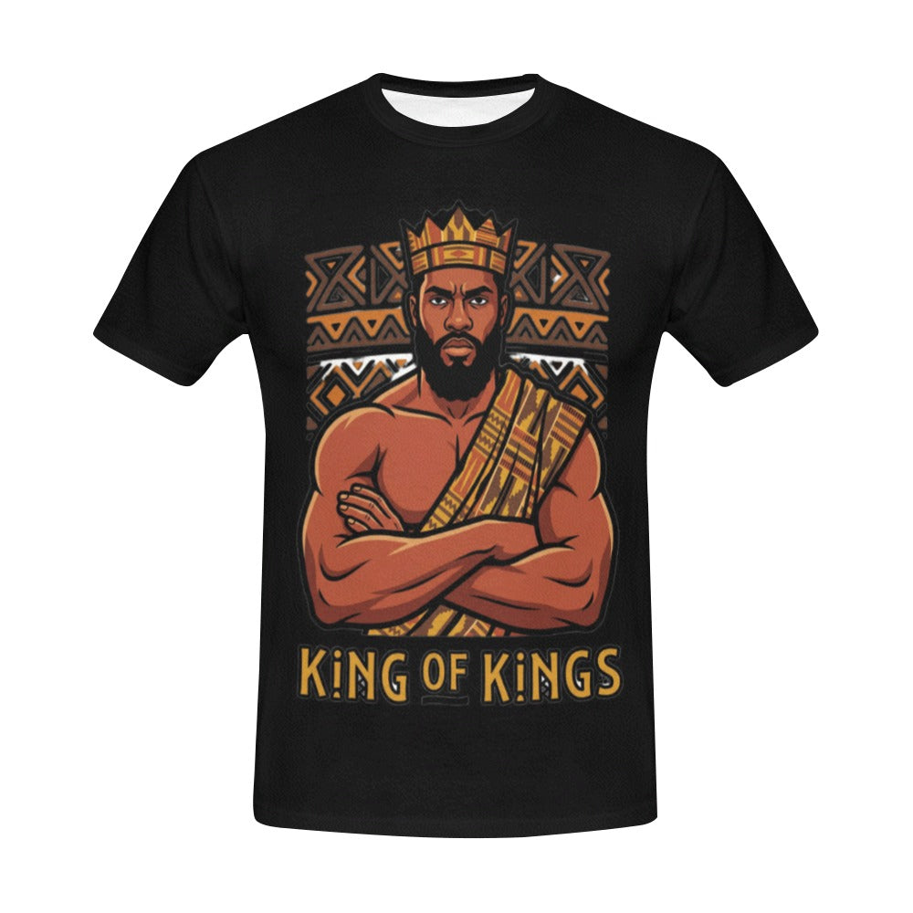 Rich and Rich King of Kings Men’s Black T-Shirt | All-Over Print Graphic Tee | Soft Polyester Fashion Shirt