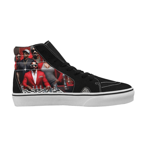 R&RH Women's High Top Skateboarding Sneakers in faux suede with translucent sole