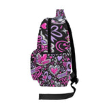a Y2K Graffiti Hearts Girls Black Large Capacity Backpack