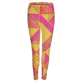 Yellow and pink geometric printed women's zipper jacket with matching high-waist leggings — additional view 8