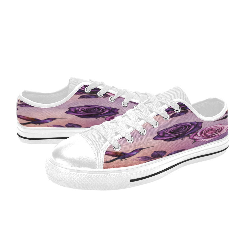 Rich and Rich Women’s Lilac Floral Birdsong Canvas Sneakers | Stylish Lace-Up Floral Casual Shoes
