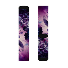 Load image into Gallery viewer, Artistic Sublimation Socks with Floral &amp; Bird Design | Vibrant Printed Crew Socks for Unique Style
