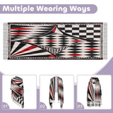 Harlequin pattern tassel scarf in imitation cashmere with fine hem and fringe — additional view 9