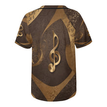Load image into Gallery viewer, R&amp;RH Gold Leopard Musical Notes Baseball Men&#39;s Jersey All Over Print Baseball Jersey for Men (Model T50)
