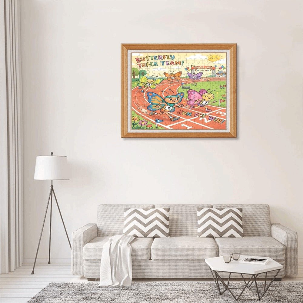 Rich and Rich Butterflies Track Team Kids Wooden 120 piece Jigsaw Puzzle Wall Art - Rich and Rich Homeopportunities