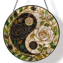 Load image into Gallery viewer, Rich and Rich Harmony Heritage Yin Yang Roses Glass Suncatcher
