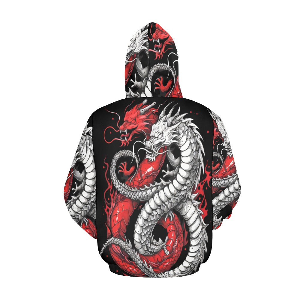 Rich and Rich Black and Red Snake Men's Hoodie featuring bold snake graphic design