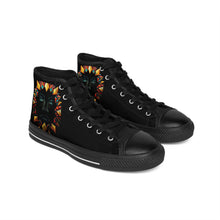Load image into Gallery viewer, R&amp;RH Portrait Women&#39;s Designer  Bold Artistic High-Top Black Sneakers with Vibrant Face Design
