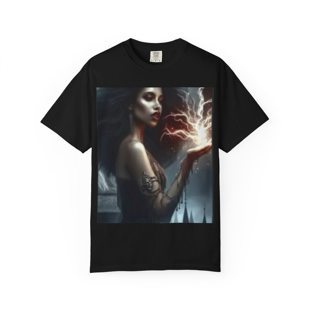 Mystical Magic unisex garment-dyed t-shirt featuring witchy fantasy art design