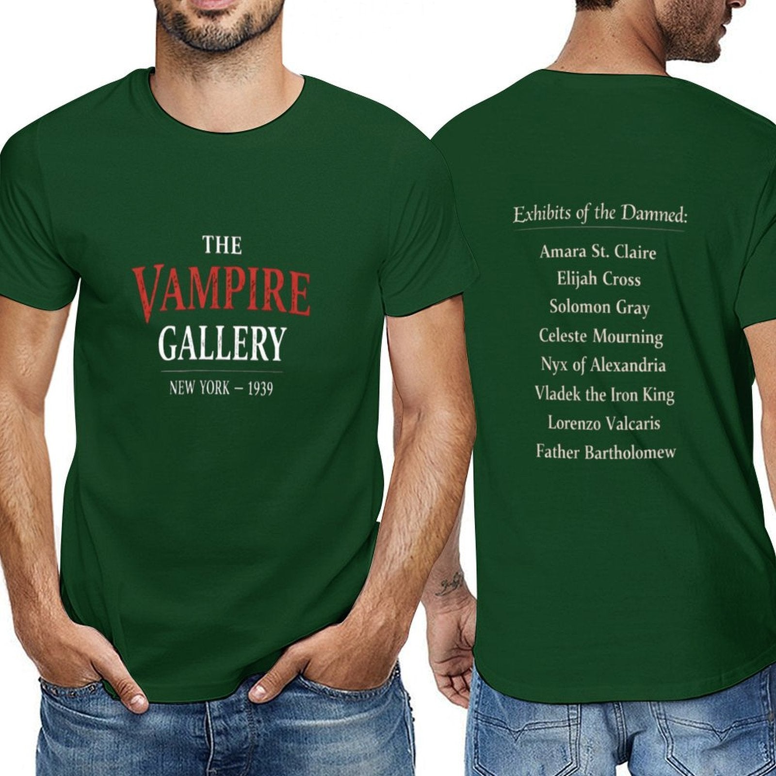 Men's short-sleeve T-shirt from The Vampire Gallery with printed design — additional view 8