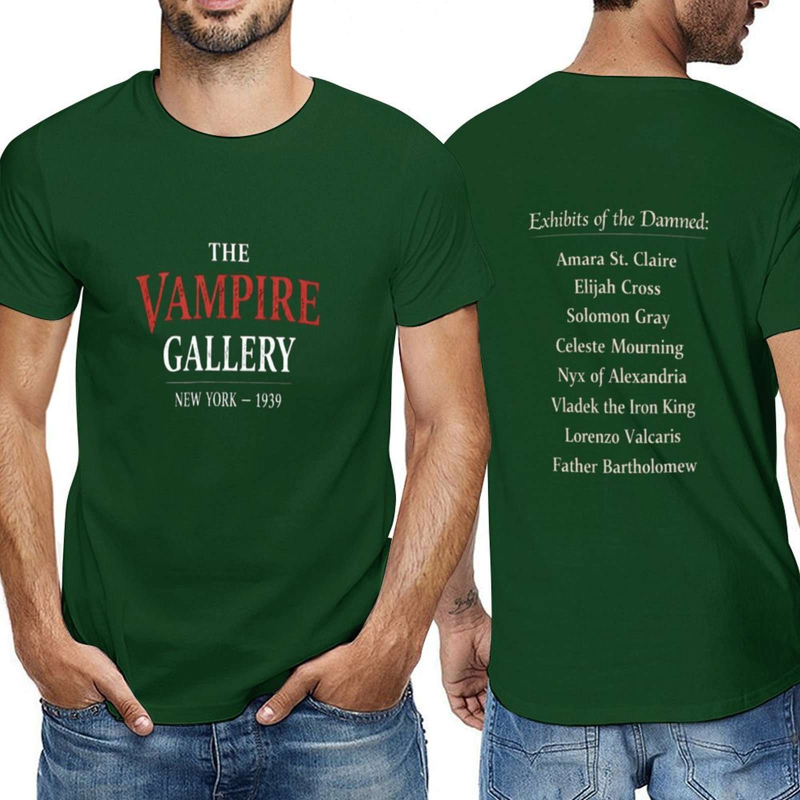 Men's short-sleeve T-shirt from The Vampire Gallery with printed design — additional view 8