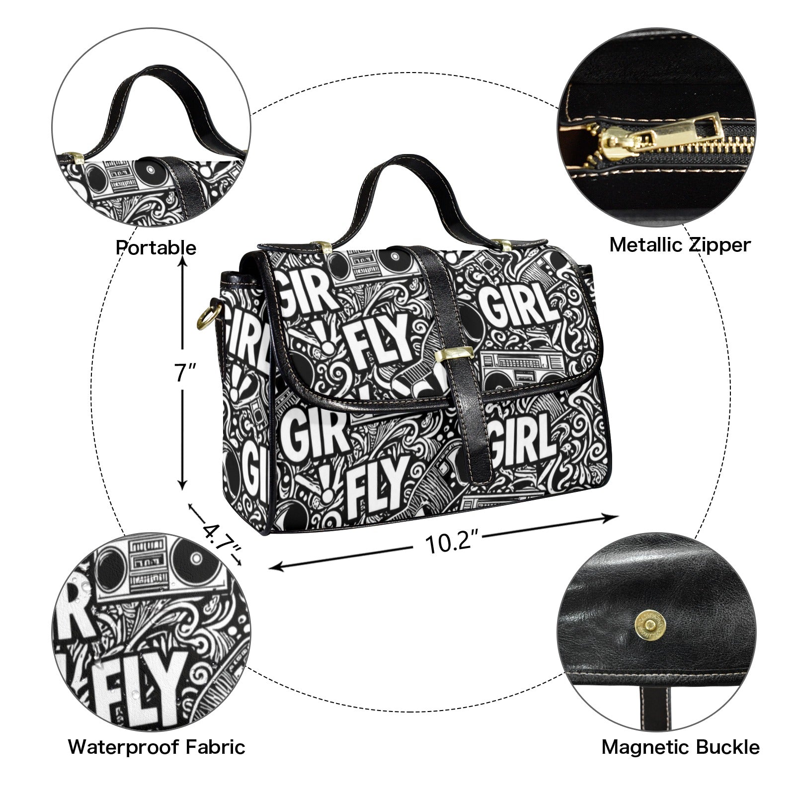 Rich and Rich Women's Fly Girl Leather Black Satchel Bag
