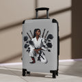 R&RH Elegant Samurai Style Grey Women's Suitcase with floral design