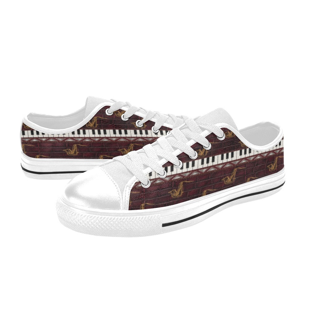 Rich and Rich Men’s Burgundy Piano/Saxophone Low-Top Sneakers