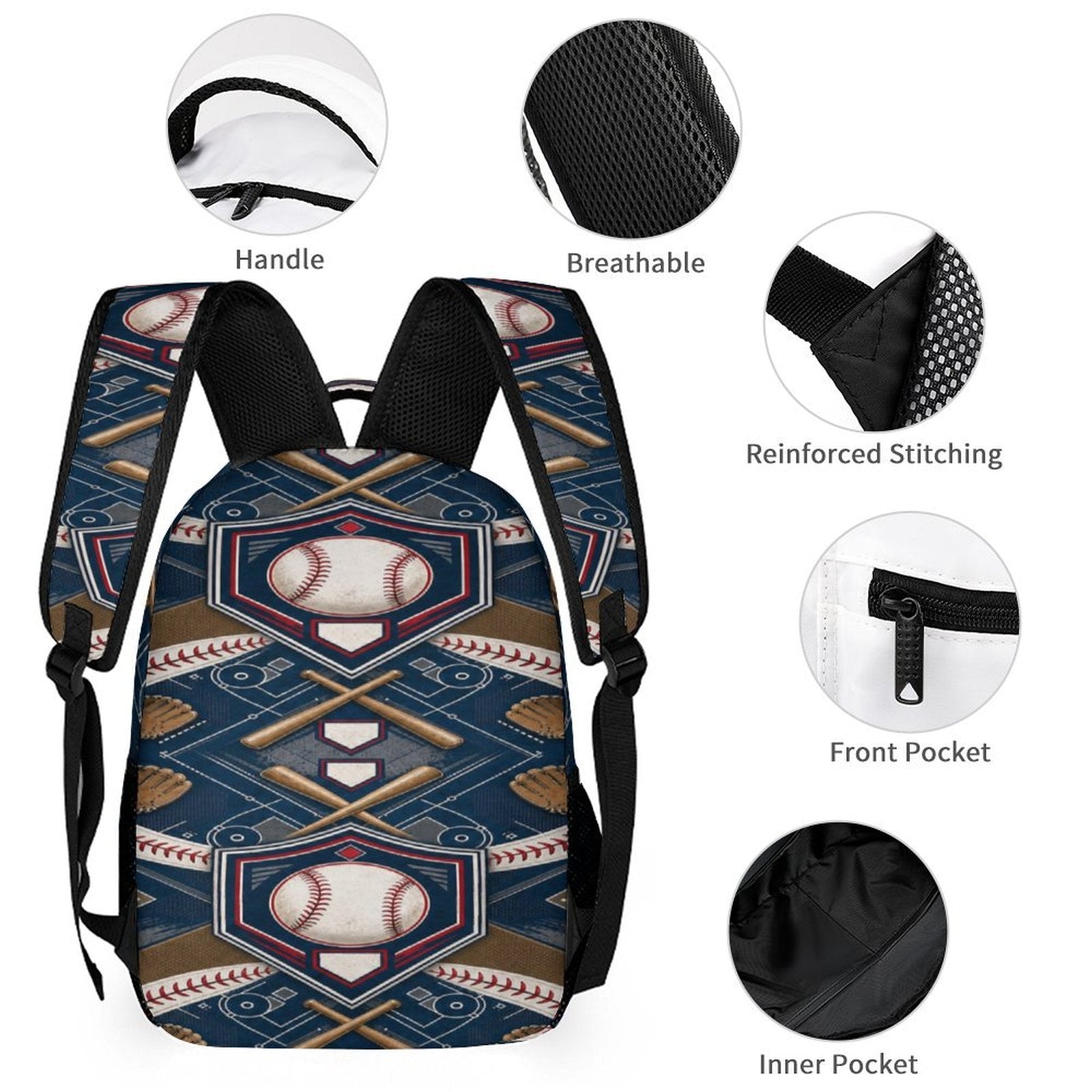 Rich and Rich Sport Utility Baseball 3 Piece Combination Set | Baseball Backpack, Lunch Bag &amp; Pencil Case for School