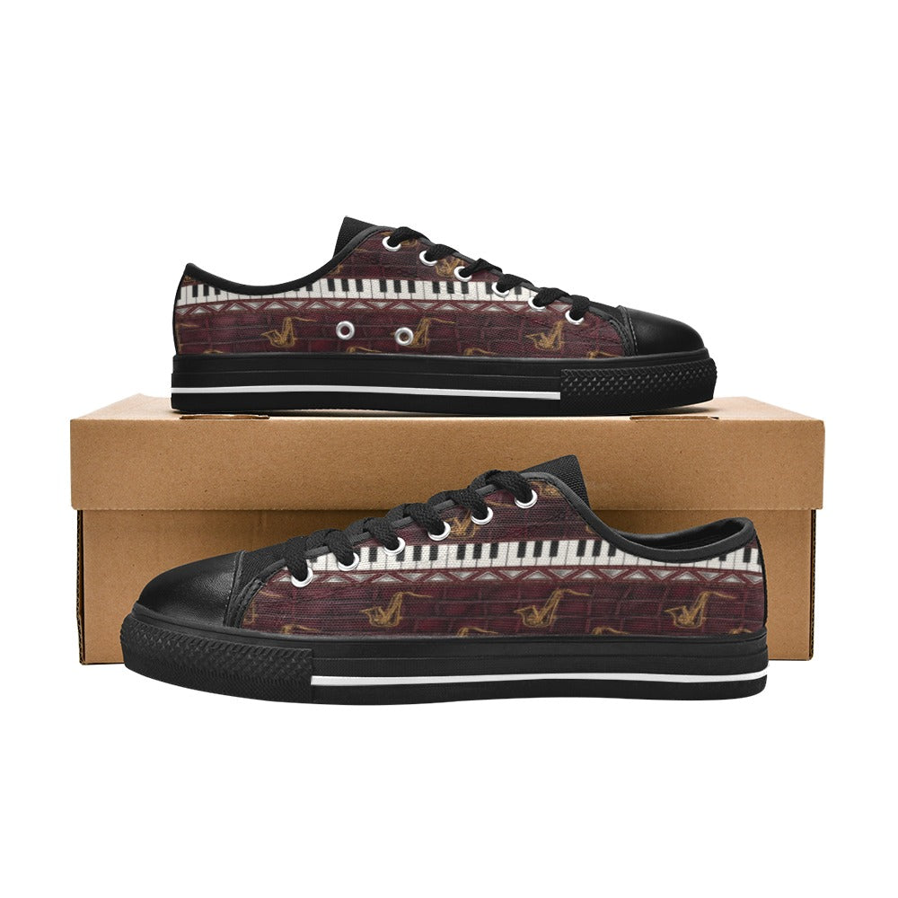 Rich and Rich Men’s Burgundy Piano/Saxophone Low-Top Sneakers
