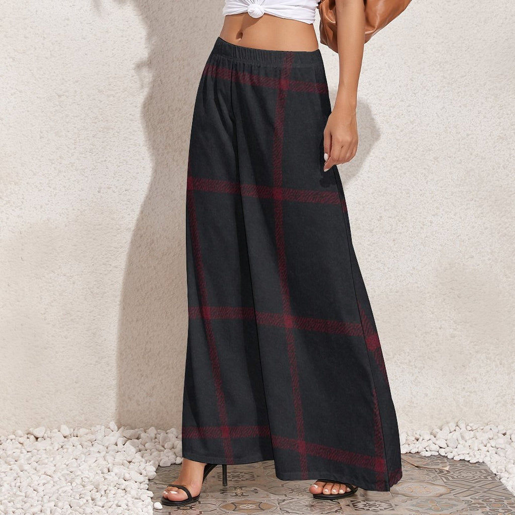 Rich and Rich Red and Gray Checker Women's Wide-Leg Pants on model