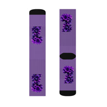 Load image into Gallery viewer, Floral Sublimation Socks - Purple Orchid Design | Trendy and Comfortable Footwear for Home and Casual Outings
