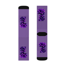 Load image into Gallery viewer, Floral Sublimation Socks - Purple Orchid Design | Trendy and Comfortable Footwear for Home and Casual Outings
