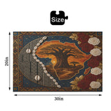 Horizontal wooden jigsaw puzzle depicting a mosaic sunset over Africa with roses, 1000 pieces — product detail