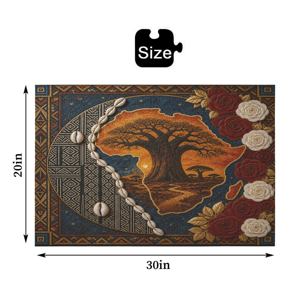 Mosaic Sunset Over Africa with Roses 1000-Piece Wooden Jigsaw Puzzles (Horizontal) Wall Art - Rich and Rich Homeopportunities
