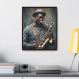 Canvas wall art depicting a saxophone player on cotton canvas stretched over a poplar wood frame — additional view 8