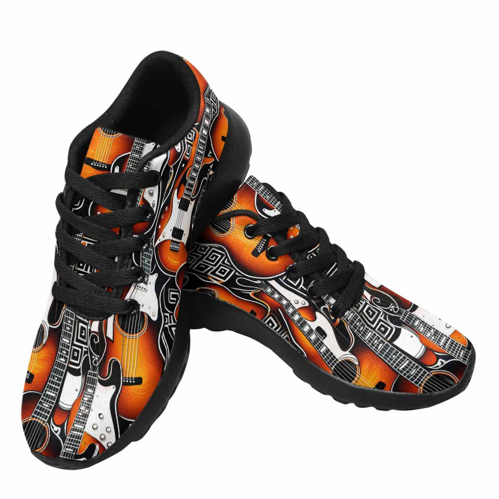 Rich and Rich Orange Pattern Women's Guitar Sneakers