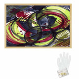 36×24 abstract Dark Matter Mixed canvas in a natural wood frame with bold dark composition — alternate view