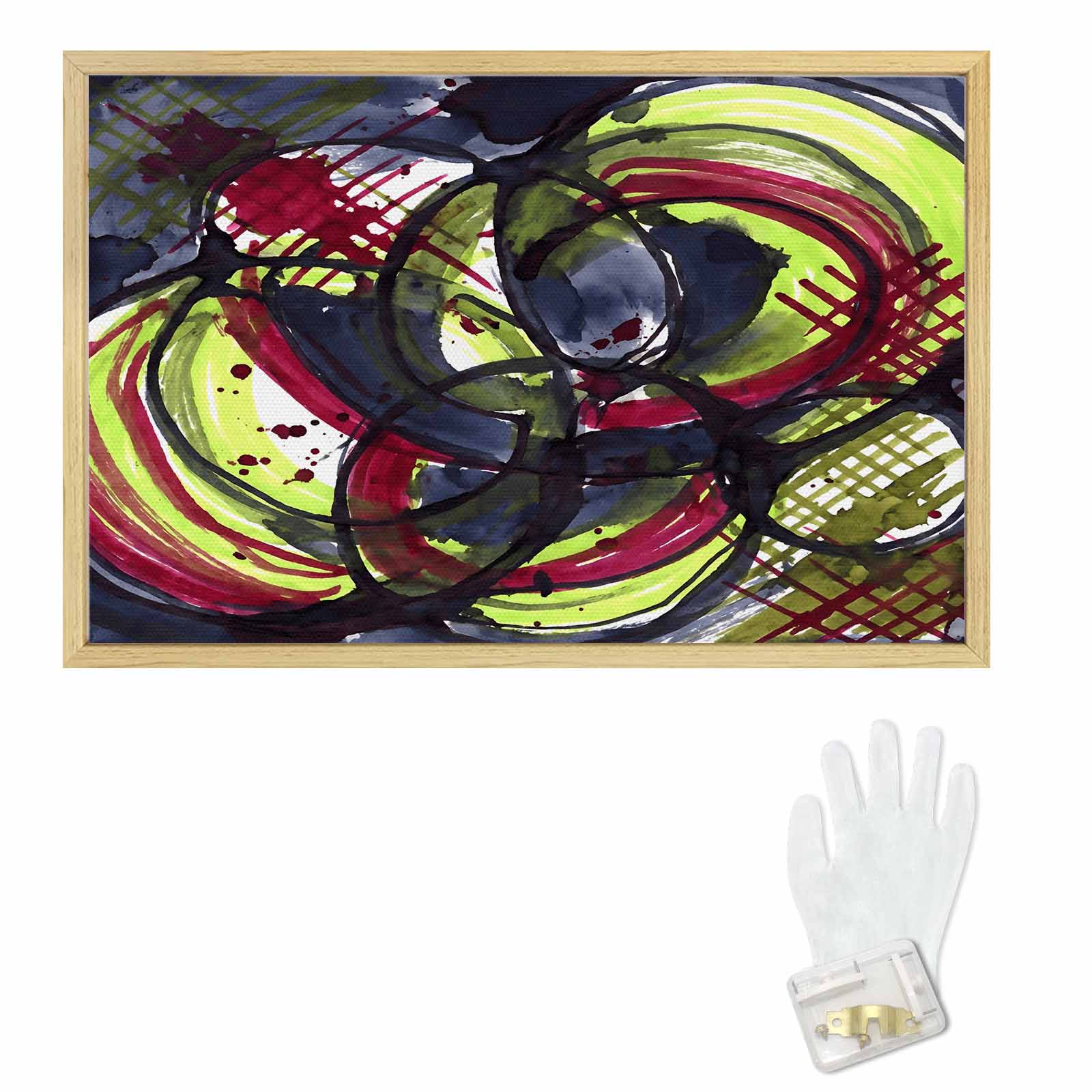 36×24 abstract Dark Matter Mixed canvas in a natural wood frame with bold dark composition — alternate view